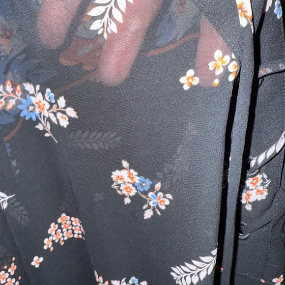 Express Black Floral Blouse with Orange Accents - Picture 9 of 9